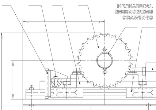 Mechanical engineering drawings. Vector Drawing. White