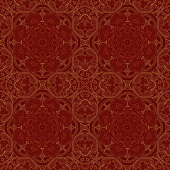 Seamless doodle pattern. Background. Ethnic motives. Brown