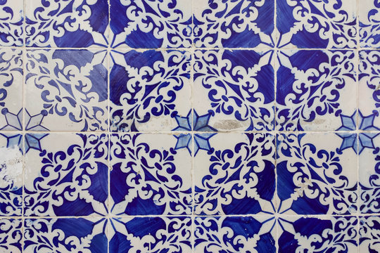Close-up of tiles in Lisbon, Portugal