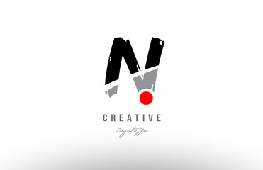 n grunge black grey alphabet letter logo icon design