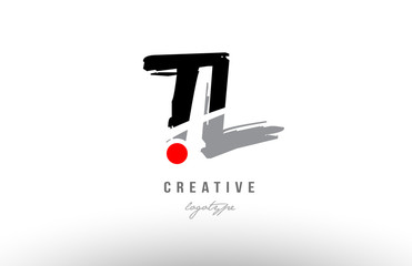 grunge red dot tl t l alphabet letter logo combination design