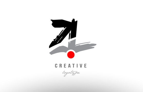 grunge red dot zl z l alphabet letter logo combination design