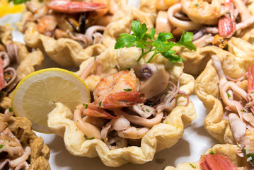 Appetizers Fish Baskets with cuttlefish