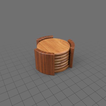 Wood coasters in holder