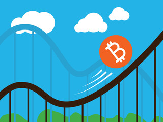 bitcoin coin on roller-coaster