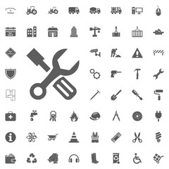 Screwdriver and wrench icon. Construction and Tools vector icons set