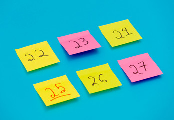 color stickers with numbers counting the days before Christmas