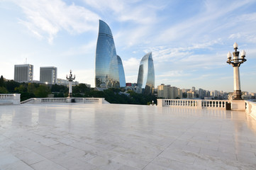Panorama of Baku from a highland park.Azerbaijan.
