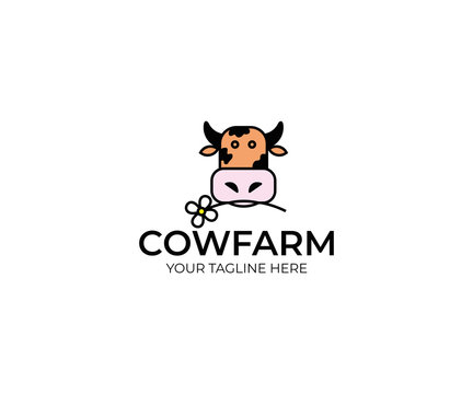 Cow Farm Logo Template. Livestock Vector Design. Animal Cartoon Illustration