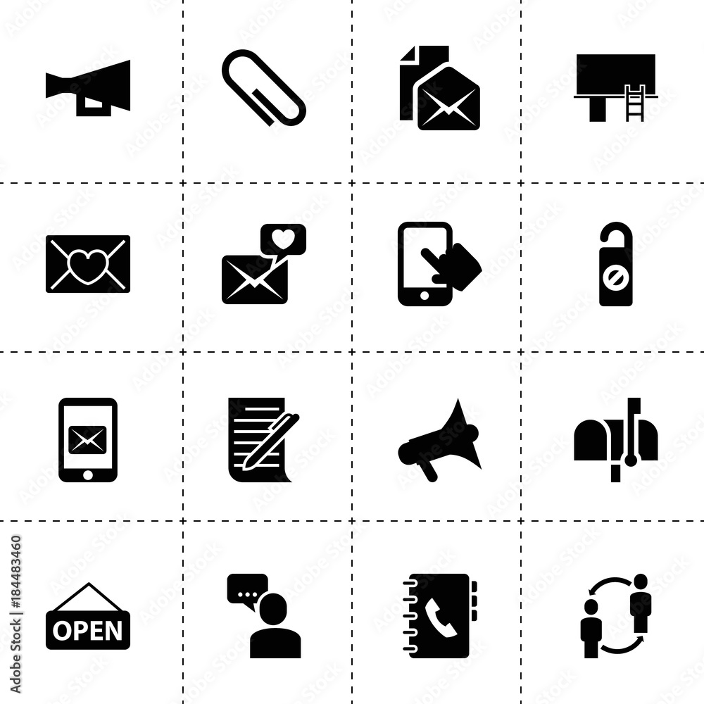 Poster message icons. vector collection filled message icons