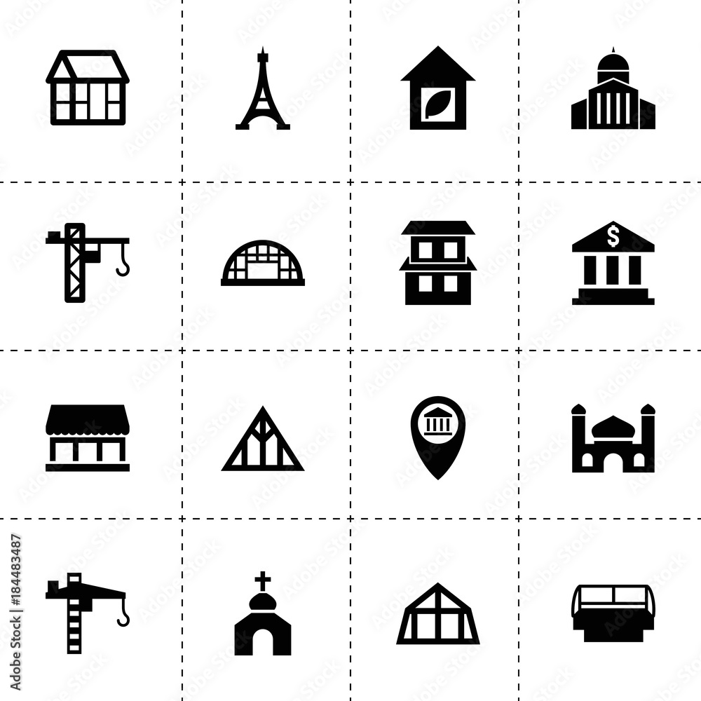 Poster architecture icons. vector collection filled architecture icons