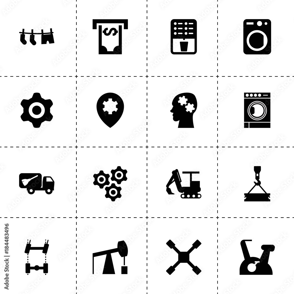 Poster machine icons. vector collection filled machine icons