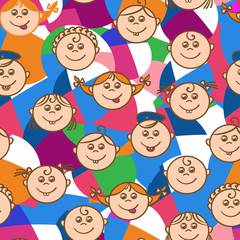 Seamless pattern, kids kaleidoscope, viewers. Girls and boys. Vector illustration.