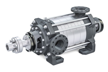 Horizontal multistage centrifugal pump, 3D rendering