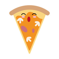 Pizza italian food cute kawaii cartoon vector illustration icon