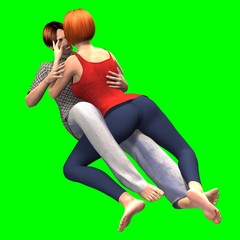 Coppia di innamorati su sfondo chroma key