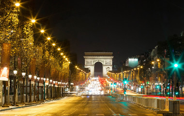 Fototapeta na wymiar TheTriumphal arch and Champs Elysees avenue,Paris.
