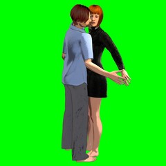 Coppia di innamorati in stile fumetto su sfondo chroma key