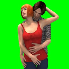 Coppia di innamorati su sfondo chroma key