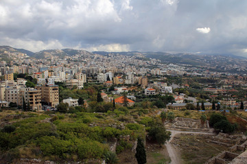 Fototapeta na wymiar Panorama of Byblos old town, Mediterranean Sea coast, Lebanon
