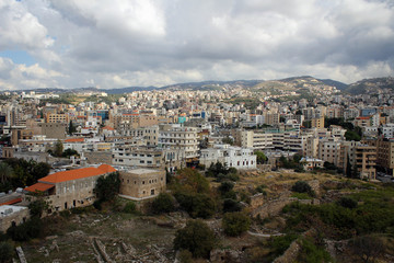 Fototapeta na wymiar Panorama of Byblos old town, Mediterranean Sea coast, Lebanon