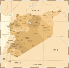 Fototapeta na wymiar Syria Map - Vintage Detailed Vector Illustration