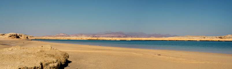 Bay with blue water in Ras Muhammad National Park in Sinai Egypt.