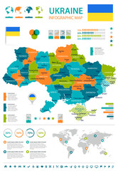Ukraine - infographic map and flag - Detailed Vector Illustration
