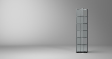 Retail store display, original detailed design and 3d rendering. Trade and retail concepts, copy space illustration