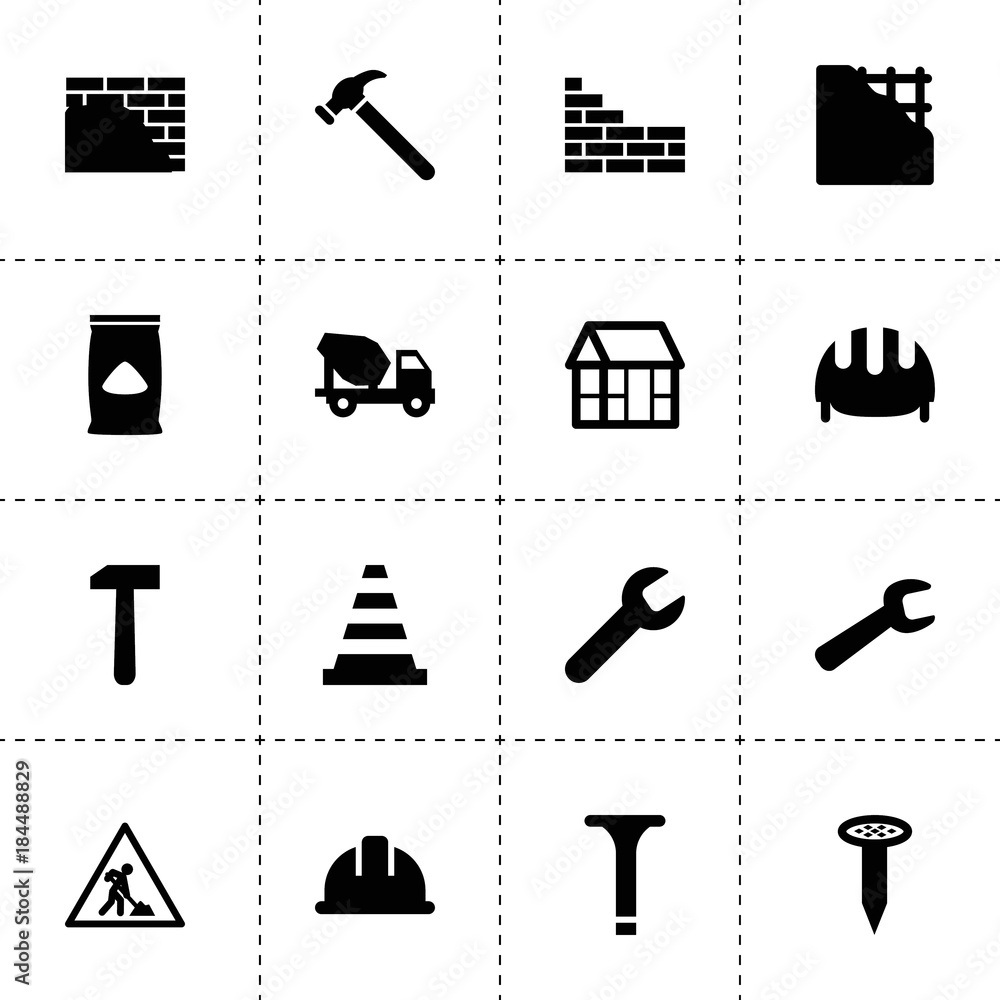 Poster build icons. vector collection filled build icons