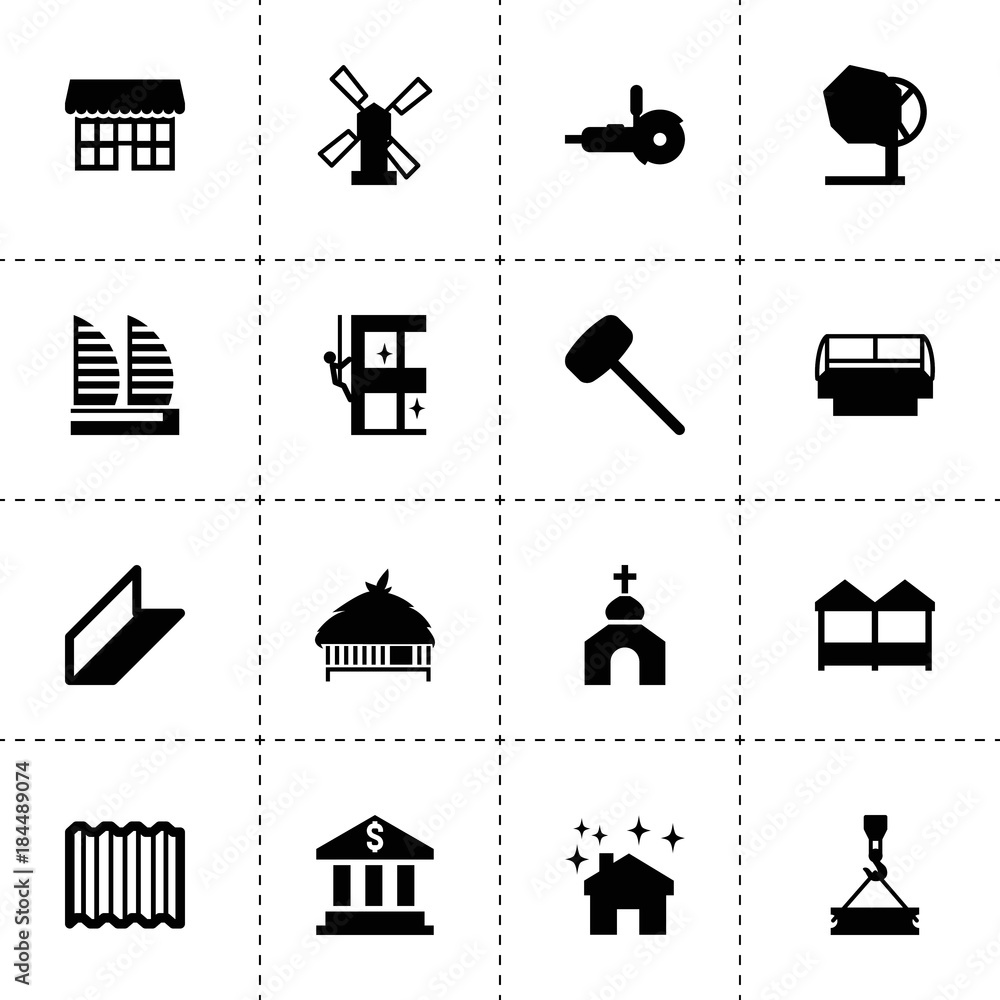 Wall mural Building icons. vector collection filled building icons