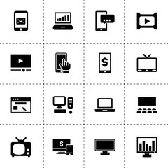Screen icons. vector collection filled screen icons