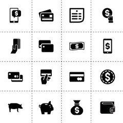 Cash icons. vector collection filled cash icons