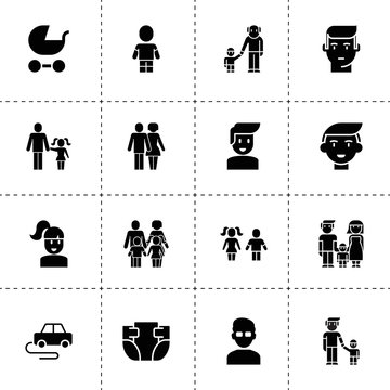 Boy icons. vector collection filled boy icons