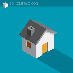Fototapeta na wymiar maison icône 3D isométrique - house 3D isometric web icon