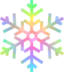 Bright rainbow snowflake with a pattern of colored diamonds