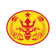 Neptune Skull Fish Star Oval Retro
