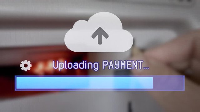 Uploading / downloading Payment from the cloud. Backgrounds: a coin change machine; printing loads of money.
