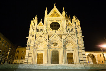 Siena cathedral night view, Tuscany, Italy
