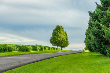Amish country road, field agriculture in Lancaster, PA