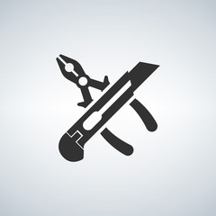 Simple icons related to tools. Pliers and knife.