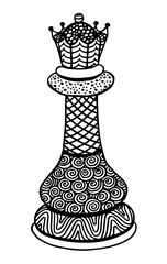 Hand drawing doodle Sketch Chess Queen Vector Illustration Art