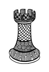Hand drawing doodle Sketch Chess Rook Vector Illustration Art