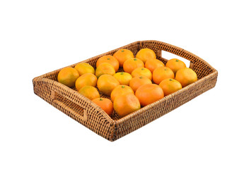 Mandarin on wickered tray