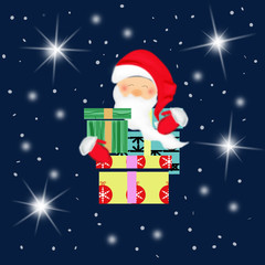 babbo natale con regali su sfondo scuro