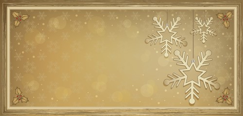 Voucher gift card flake gold Merry Christmas vector Greeting Cards 