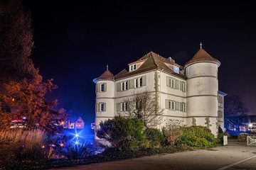 water castle at night
