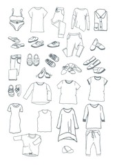 ręcznie rysowane ubrania zestaw, buty i ciuchy