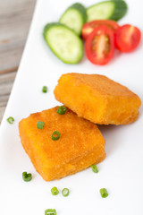 fried parmesan cheese cube