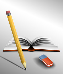 Book pencil and eraser
